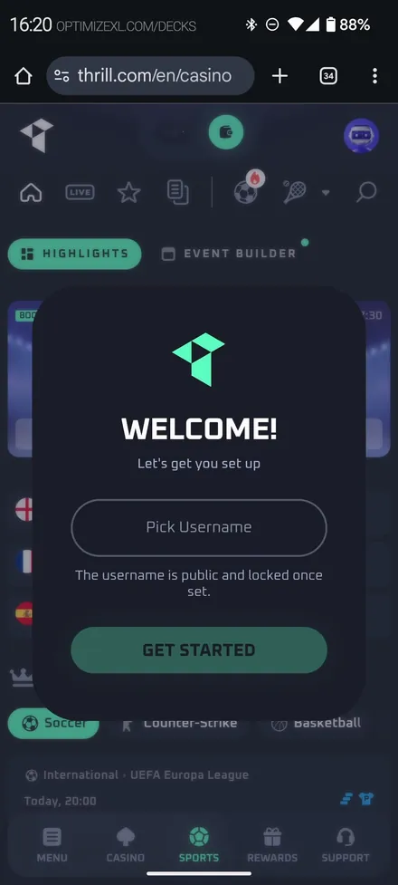 Thrill onboarding
